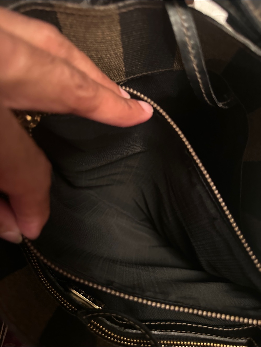 Fendi Black and Brown Vertical Stripe Tote - Picture 12 of 15